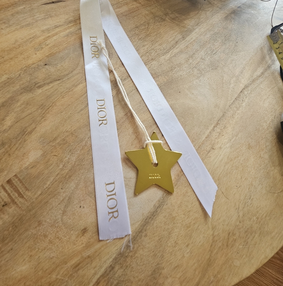 Dior White Ribbon with Gold Star Charm